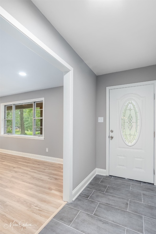 entrance foyer with wood-type flooring