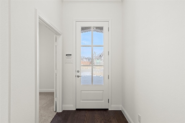 doorway to outside with dark hardwood / wood-style flooring