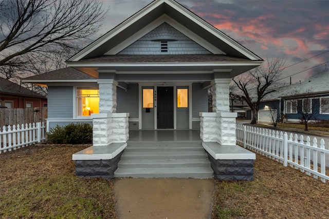 bungalow-style home with covered porch