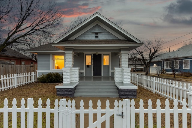 view of front of property featuring a porch