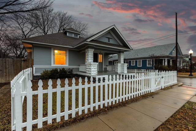 view of front of property with a porch