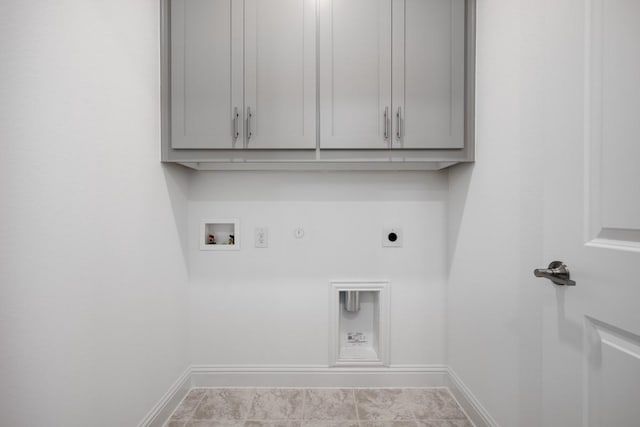 720 Rosemary Rd, Argyle, TX 76226 - laundry room featuring electric dryer hookup, baseboards, cabinet space, and hookup for a gas dryer