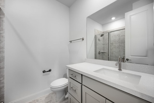 720 Rosemary Rd, Argyle, TX 76226 - full bathroom with toilet, vanity, a shower stall, and baseboards