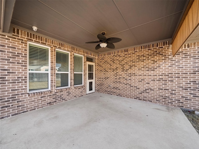 view of patio with ceiling fan