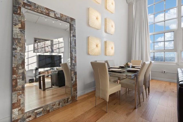 dining area with wood-type flooring