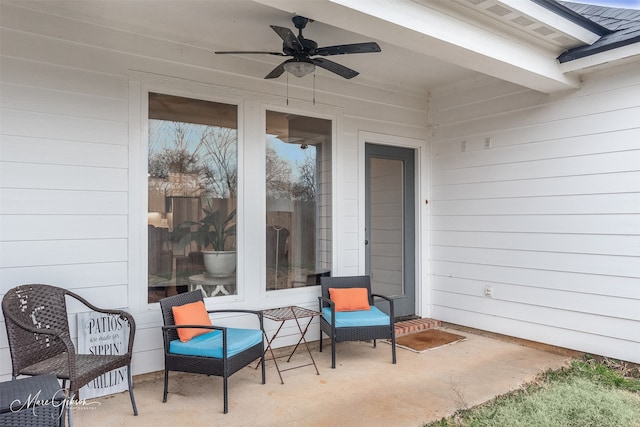 view of patio / terrace with ceiling fan