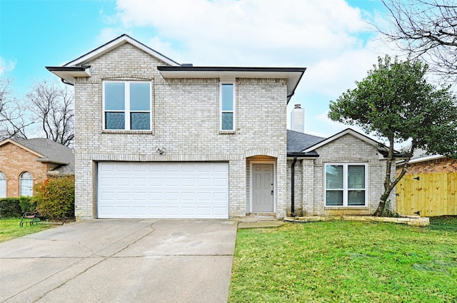 front of property featuring a garage and a front yard