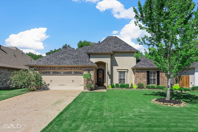 view of front of home with a garage and a front yard