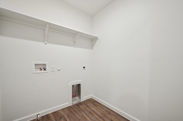 laundry area featuring washer hookup, dark hardwood / wood-style floors, hookup for a gas dryer, and electric dryer hookup