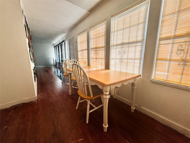 dining space featuring dark hardwood / wood-style flooring