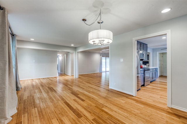 interior space with light hardwood / wood-style floors