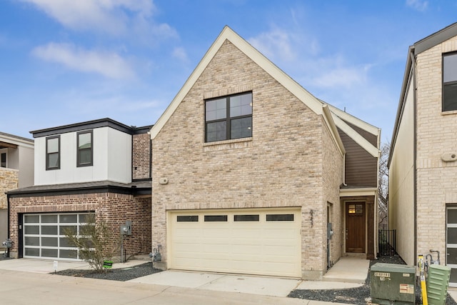 view of front of property with a garage