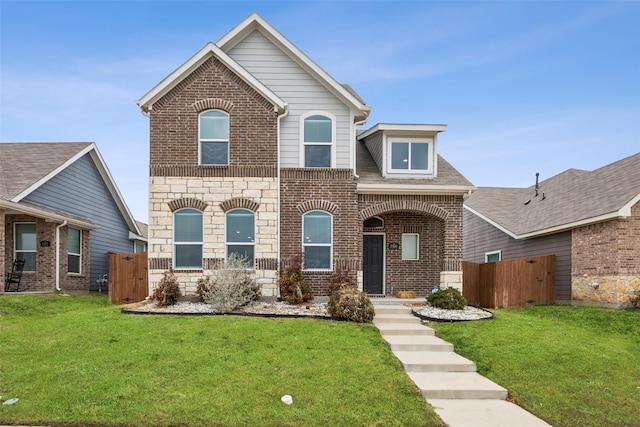 view of front of home featuring a front lawn