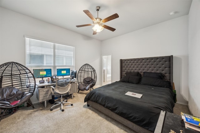 bedroom featuring carpet flooring and ceiling fan