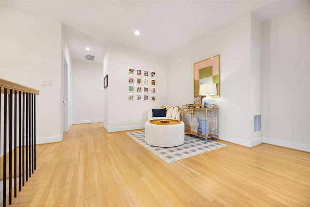 living area featuring light wood-type flooring