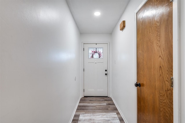 doorway featuring light hardwood / wood-style flooring