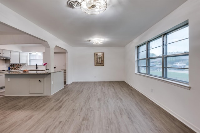 unfurnished living room featuring light hardwood / wood-style floors