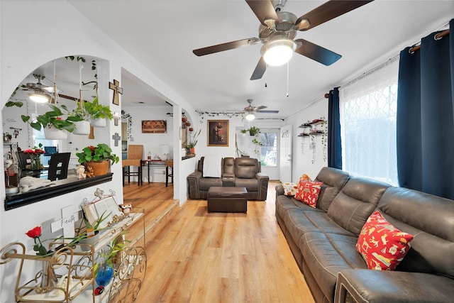 living room with hardwood / wood-style flooring