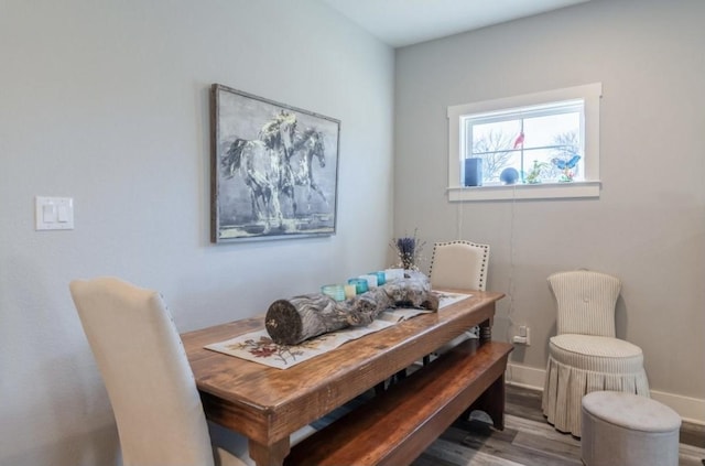 dining area with hardwood / wood-style flooring