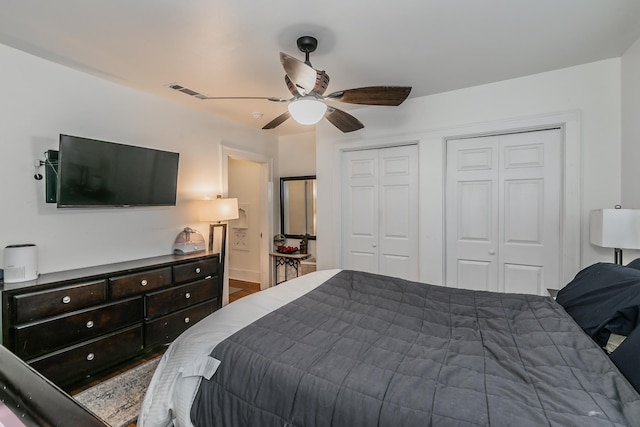 bedroom featuring ceiling fan