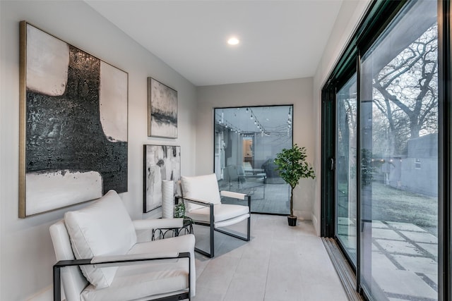 interior space featuring light tile patterned floors