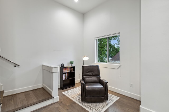 sitting room featuring dark hardwood / wood-style floors