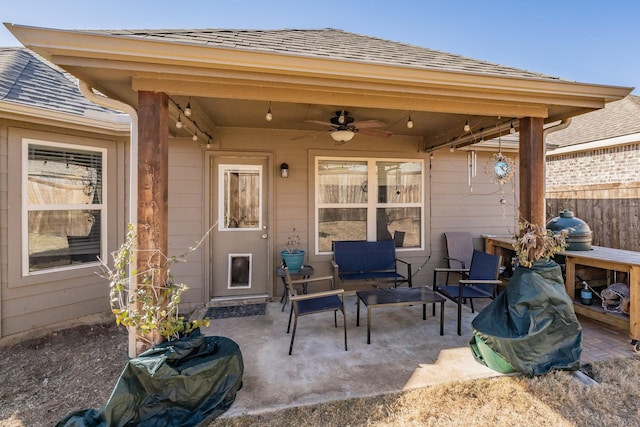 view of patio / terrace with ceiling fan