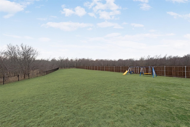 view of yard featuring a playground