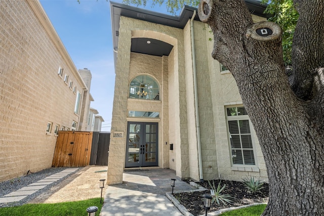 property entrance with french doors