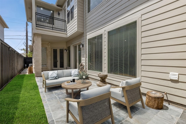 view of patio / terrace with french doors and outdoor lounge area