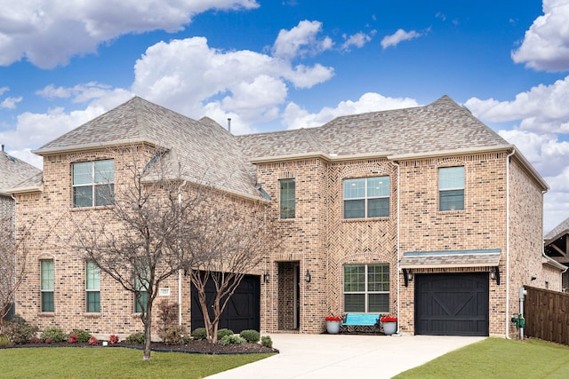 view of front of property featuring a garage and a front yard