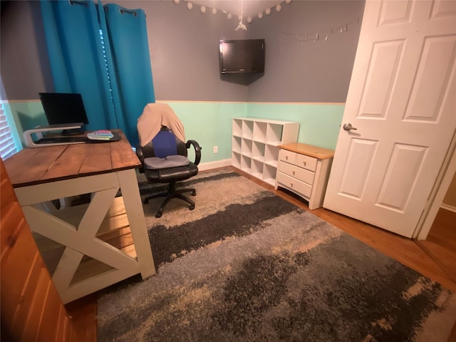 office area featuring hardwood / wood-style floors