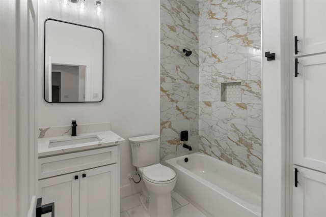 full bathroom featuring vanity, toilet, and tiled shower / bath