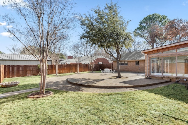 view of yard with a patio area