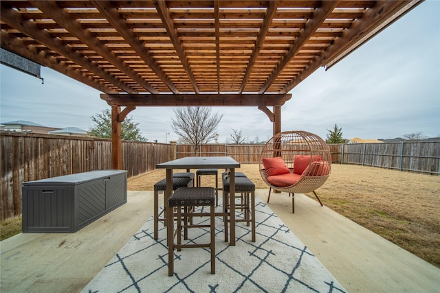 view of patio / terrace featuring a pergola