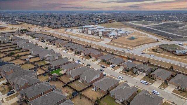 view of aerial view at dusk