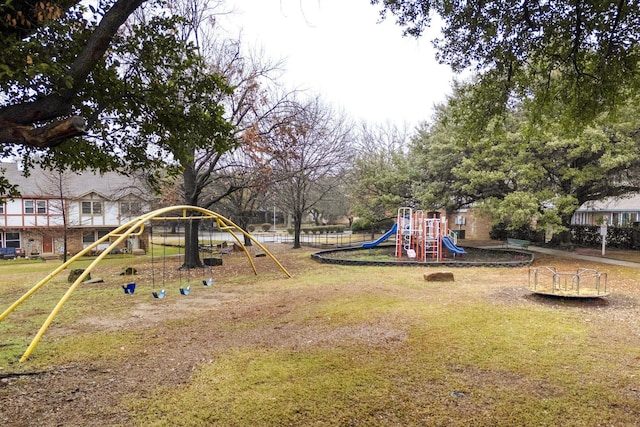 view of play area with a yard