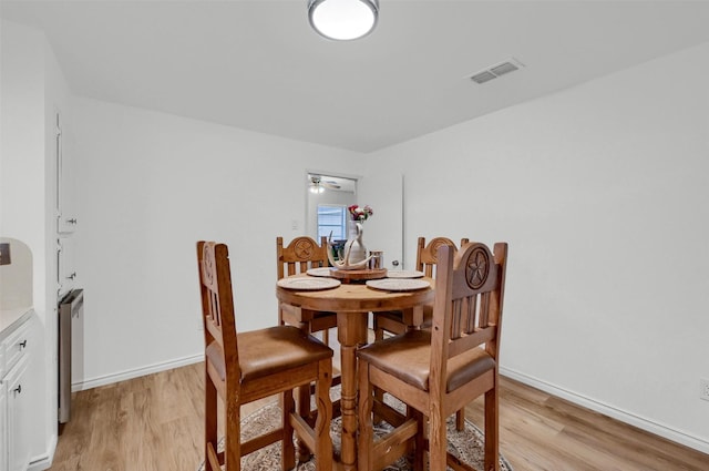 dining room with light wood-type flooring