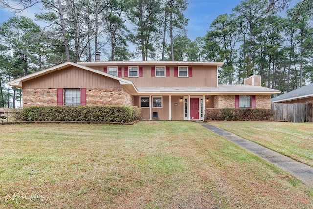 view of front of home with a front lawn