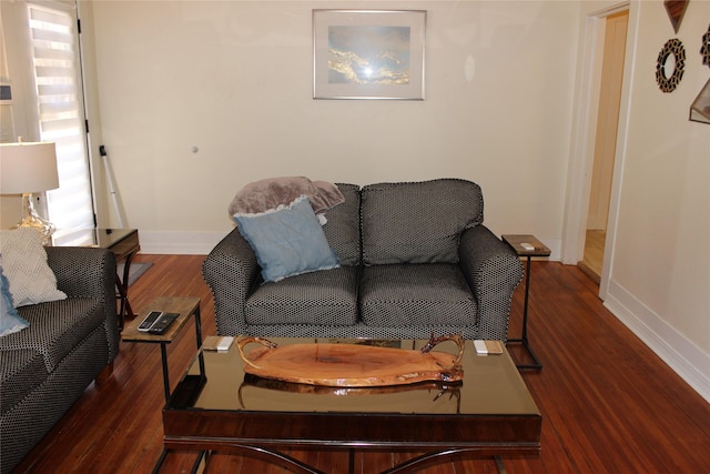 living room featuring dark hardwood / wood-style floors