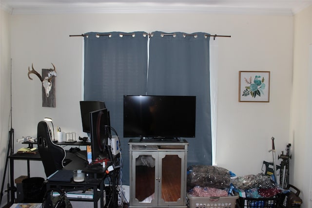 interior space featuring crown molding