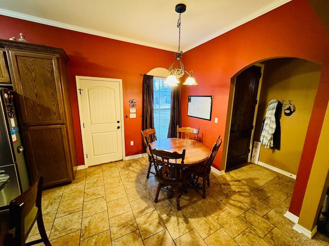 dining room with ornamental molding