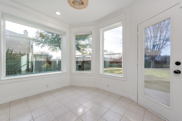 view of unfurnished sunroom