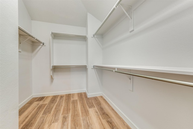 spacious closet with light hardwood / wood-style flooring