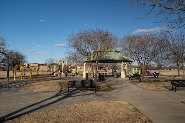 view of property's community featuring a gazebo and a playground