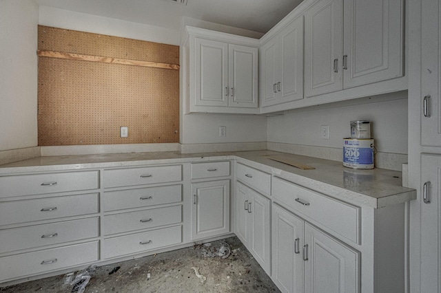 kitchen with white cabinets