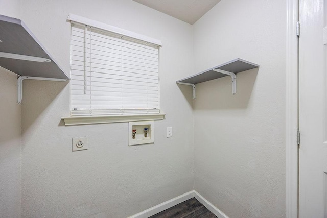 laundry room featuring hardwood / wood-style flooring, washer hookup, and electric dryer hookup