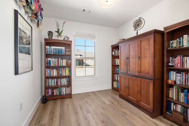 misc room with light hardwood / wood-style flooring