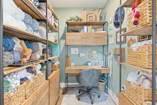 home office featuring wood-type flooring