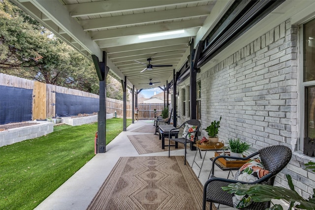 view of patio / terrace with ceiling fan